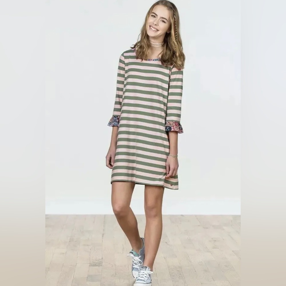 Matilda Jane Kumbaya Dress Size Youth 12 Striped Pastel Spring Summer School